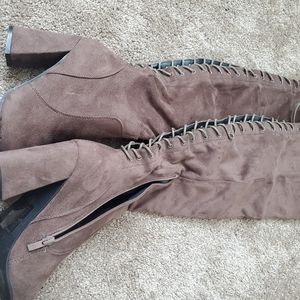 Brown knee high boots